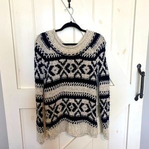 Free People Wool Knit Black and White Sweater
